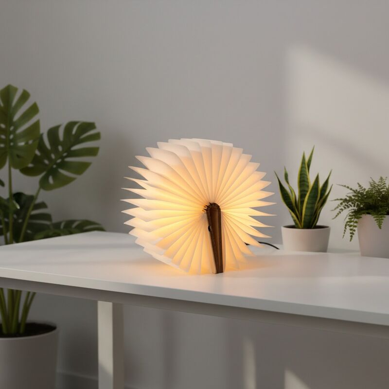 Lampada da comodino pieghevole in carta per libri, luce notturna, decorazione per scrivania domestica 3500K