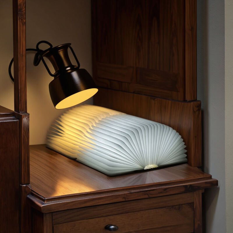 Lampada da comodino pieghevole in carta per libri, luce notturna, decorazione per scrivania domestica 3500K