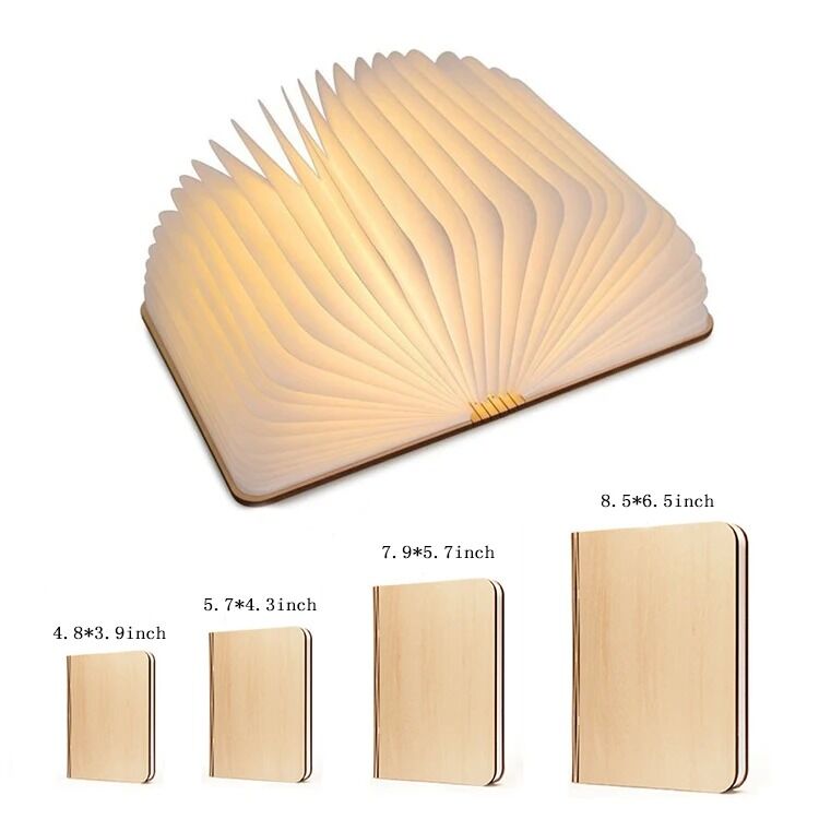 Lampada da comodino pieghevole in carta per libri, luce notturna, decorazione per scrivania domestica 3500K