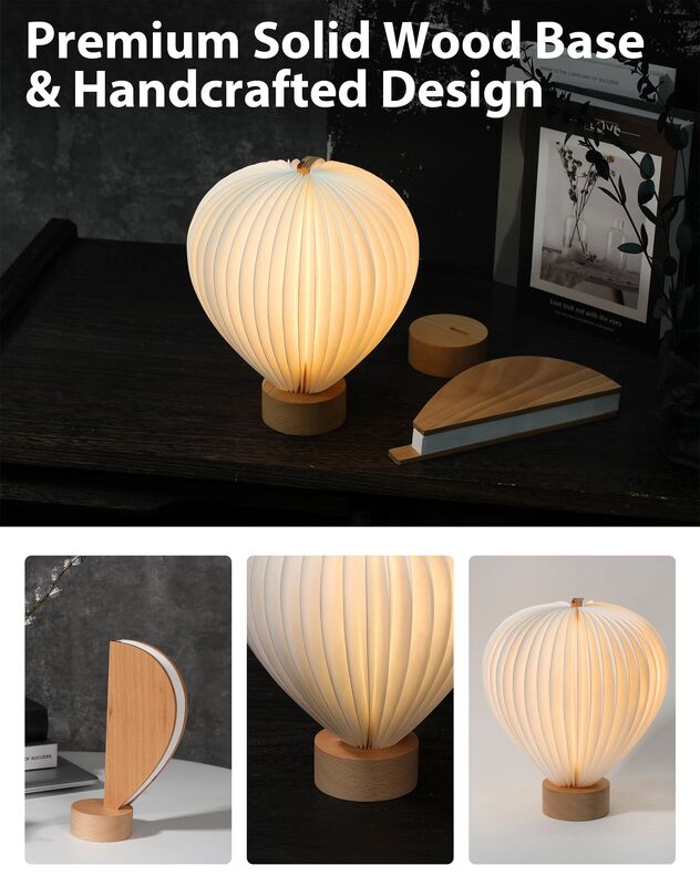 RGB LED ricaricabile senza fili pallone d'aria calda lampada di carta Origami Luce notturna da scrivania
