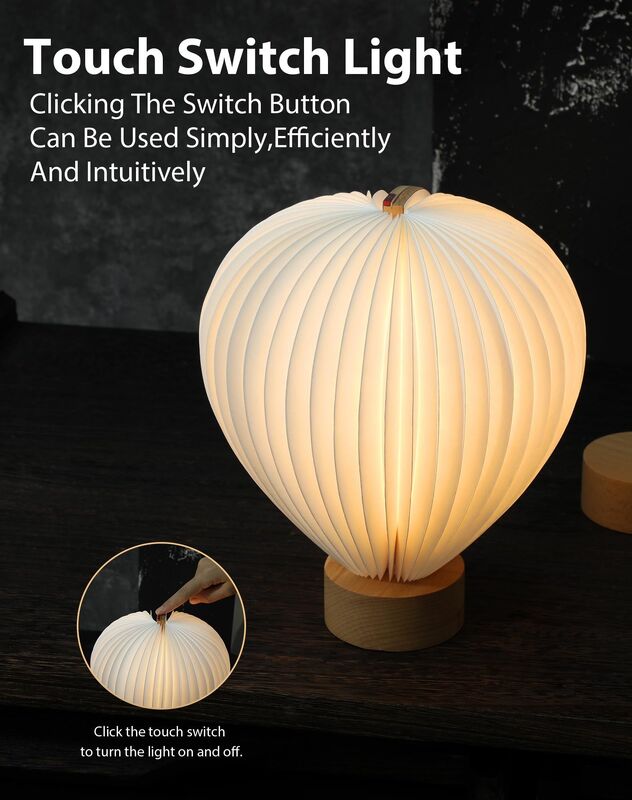 RGB LED ricaricabile senza fili pallone d'aria calda lampada di carta Origami Luce notturna da scrivania