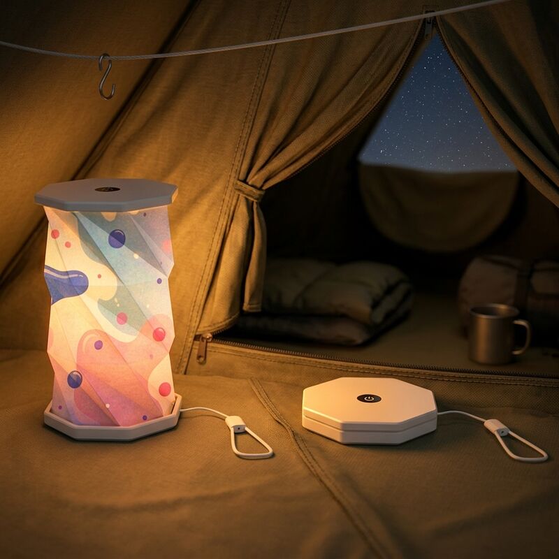 Lampada da scrivania ricaricabile in carta origami mini rotante E26 con controllo touch, regalo di compleanno