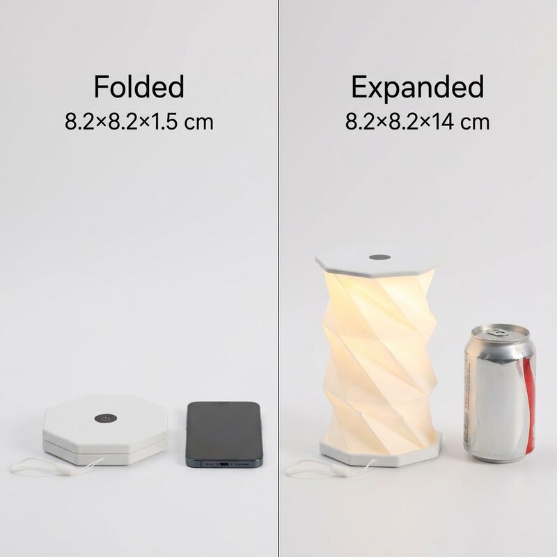 Lampada da scrivania ricaricabile in carta origami mini rotante E26 con controllo touch, regalo di compleanno