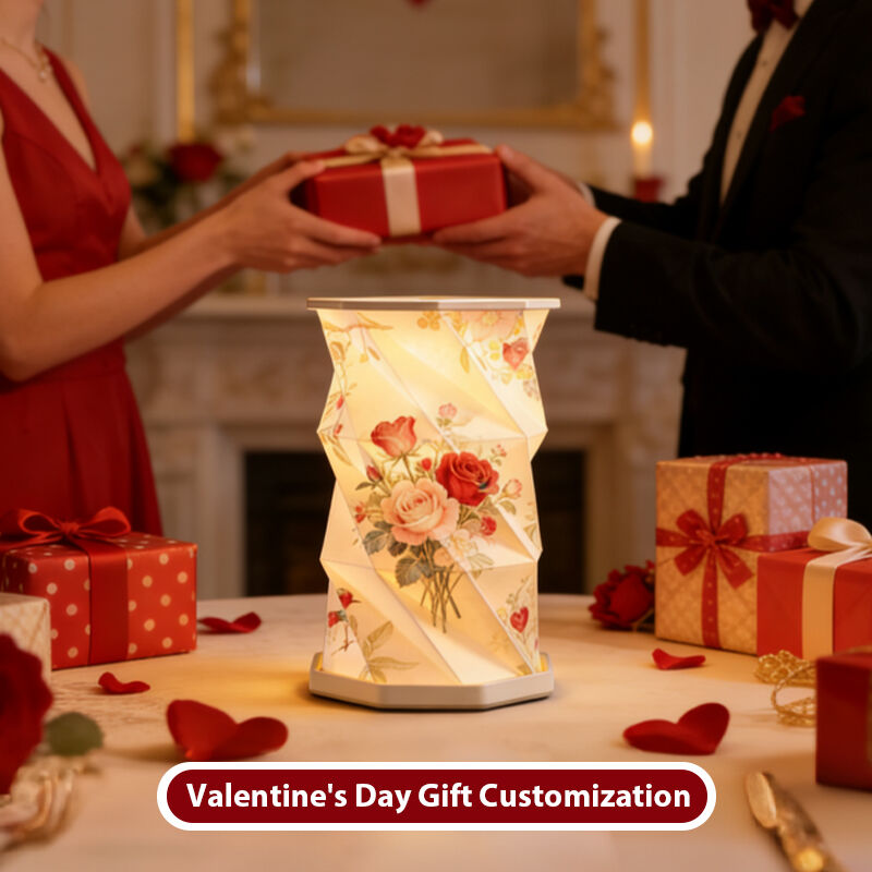 Lampada portatile in carta pieghettata luminosa e rotante a LED, pieghevole, ecologica, a batteria, personalizzabile