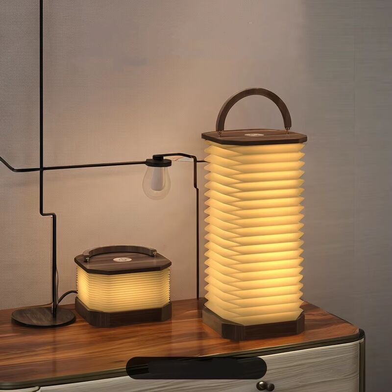 Luce a fisarmonica da campeggio verticale pieghevole in legno per lettura personalizzata