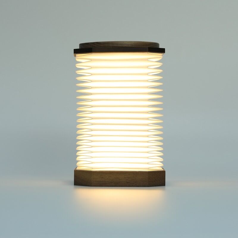 Lampada da terra a fisarmonica intelligente ODM Gingko con LED in legno per lettura in camera da letto
