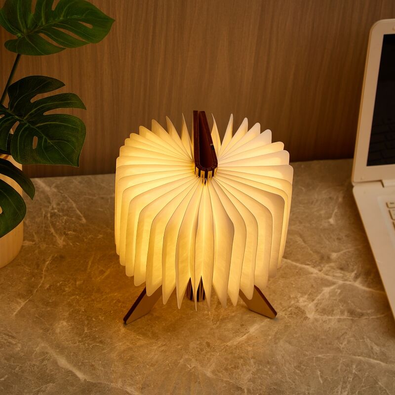 Lampada da letto a LED Origami Lampada di carta piegata Lampade da letto per libri di legno
