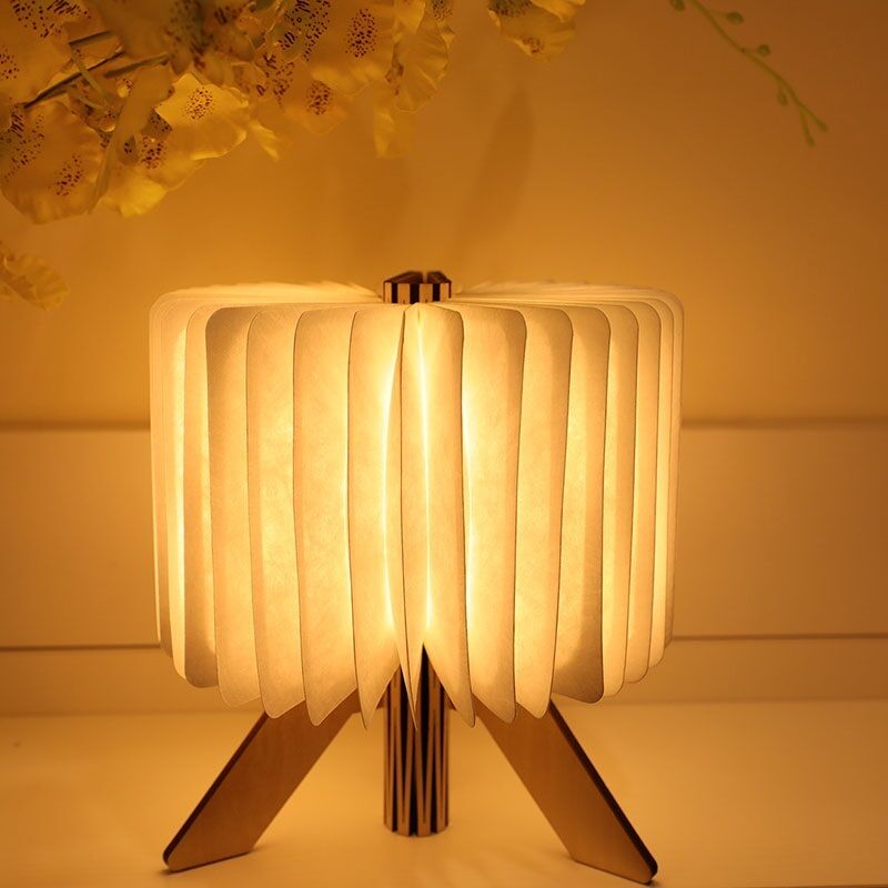 Ricaricabile Origami pieghevole luce lampada da tavolo di carta rotonda Decorazione domestica