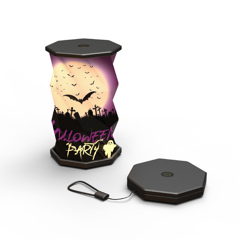 Lampada rotante in carta personalizzata con luce USB, pieghevole, colori macaron