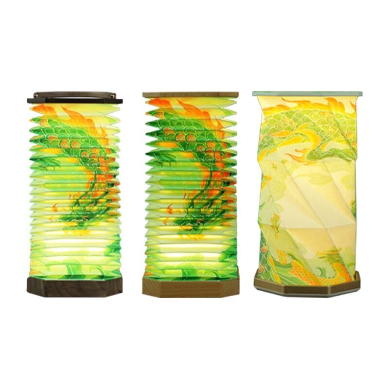 3500K Scrivania Origami Carta Rimpicciolita Quadratura Lampada a Pavimento Rotante Dragon Boat Printing
