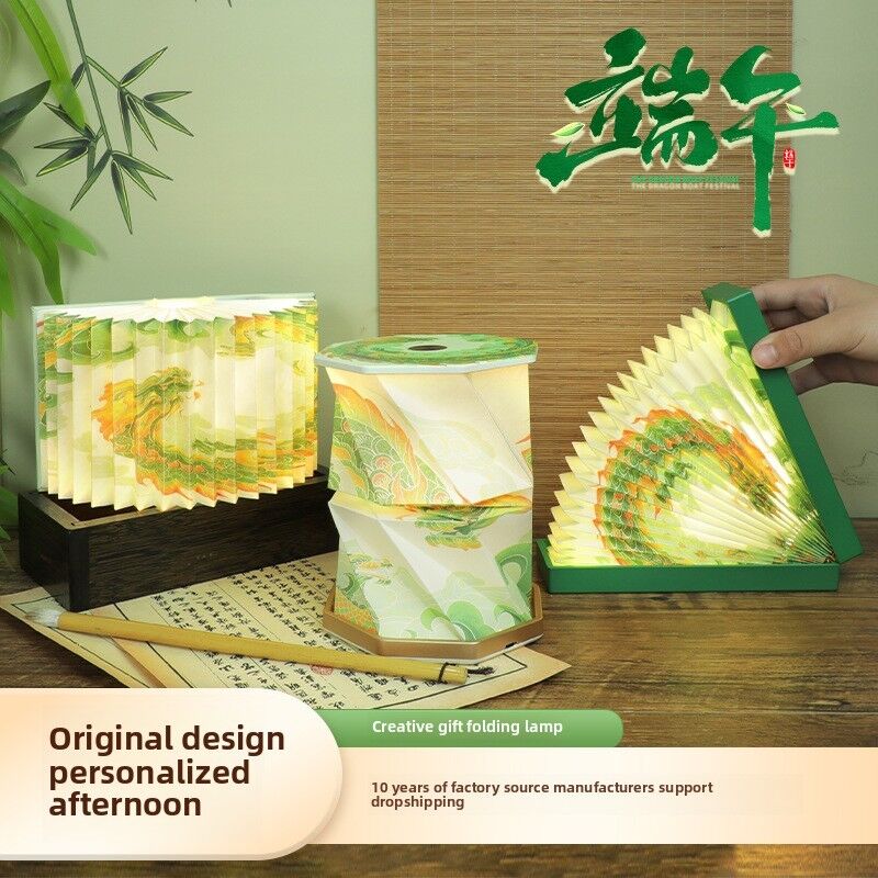 3500K Scrivania Origami Carta Rimpicciolita Quadratura Lampada a Pavimento Rotante Dragon Boat Printing