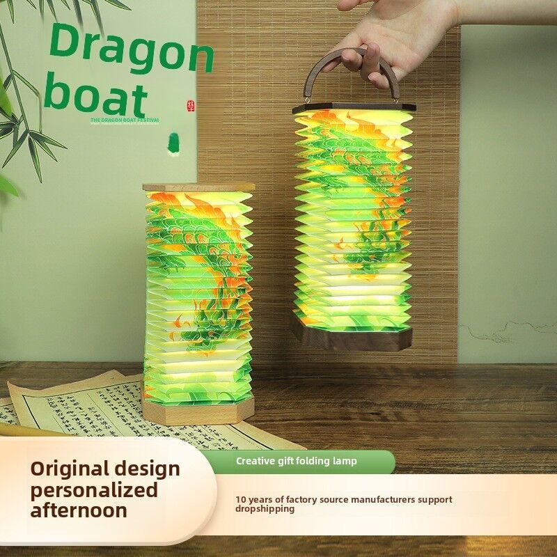 3500K Scrivania Origami Carta Rimpicciolita Quadratura Lampada a Pavimento Rotante Dragon Boat Printing