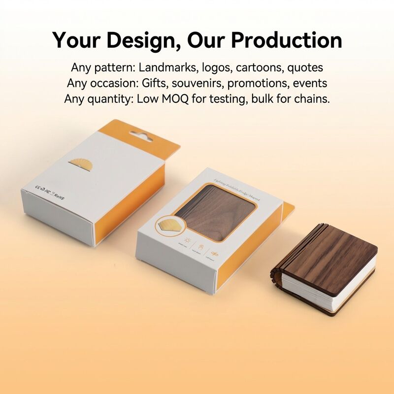 Esemplare gratuito Mini Pieghevole Luminous Book Light Suction Creativo Frigo Magnet Design Promozionale Negozio Regalo Souvenir Shop