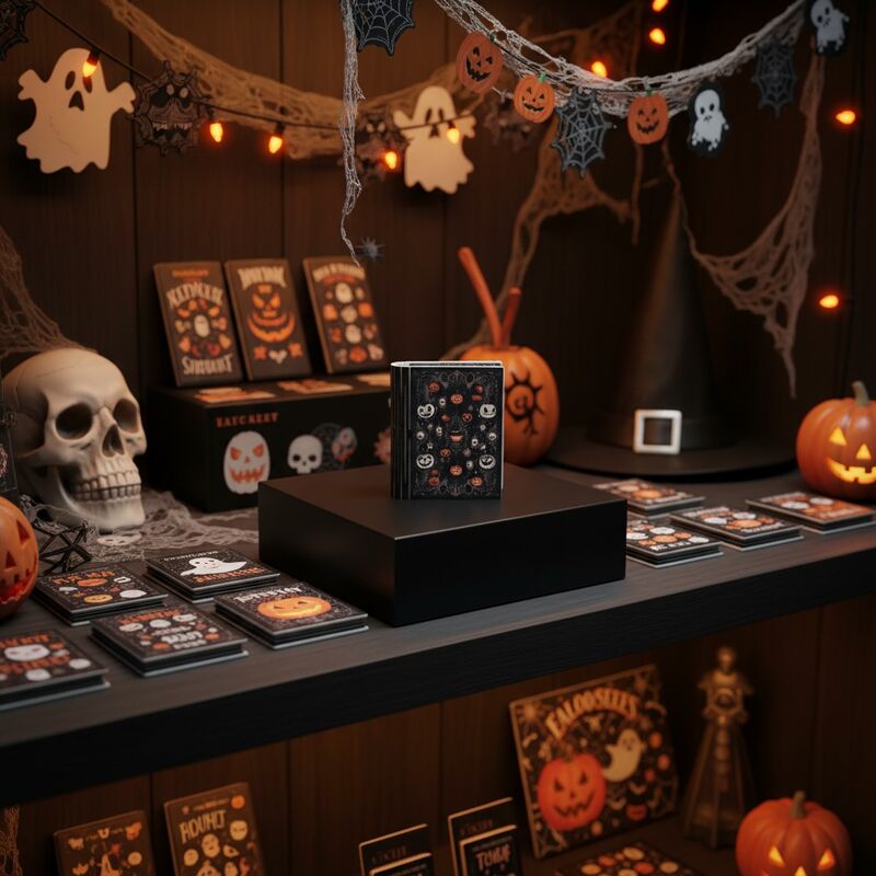 Aimant de réfrigérateur pliable en papier pour lampes de vacances, 2 en 1, veilleuse LED magnétique, motifs Halloween, Pâques, cadeau saisonnier pour magasins de fête