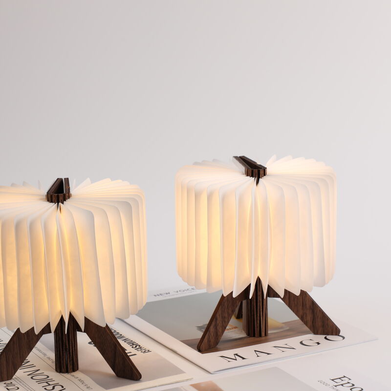 Table Bedside LED Origami Folded Paper Lamp Wooden Night Book Lights For Reading
