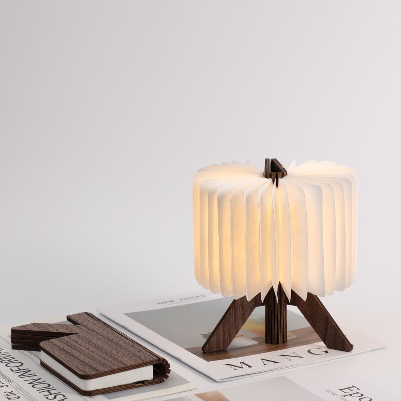 Table Bedside LED Origami Folded Paper Lamp Wooden Night Book Lights For Reading