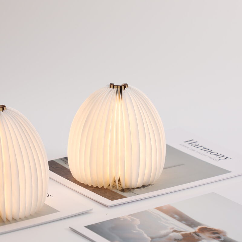 Folding LED Vase 3D Paper Lamp Reading Origami Night Light For Bedroom